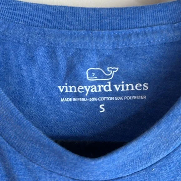 Vineyard Vines Whale TShirt - Blue with Neon Pink Whale - Picture 3 of 4